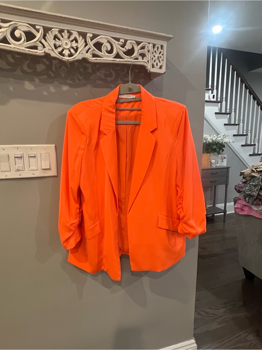 Women's Electric Orange Blazer Jacket - Unbranded